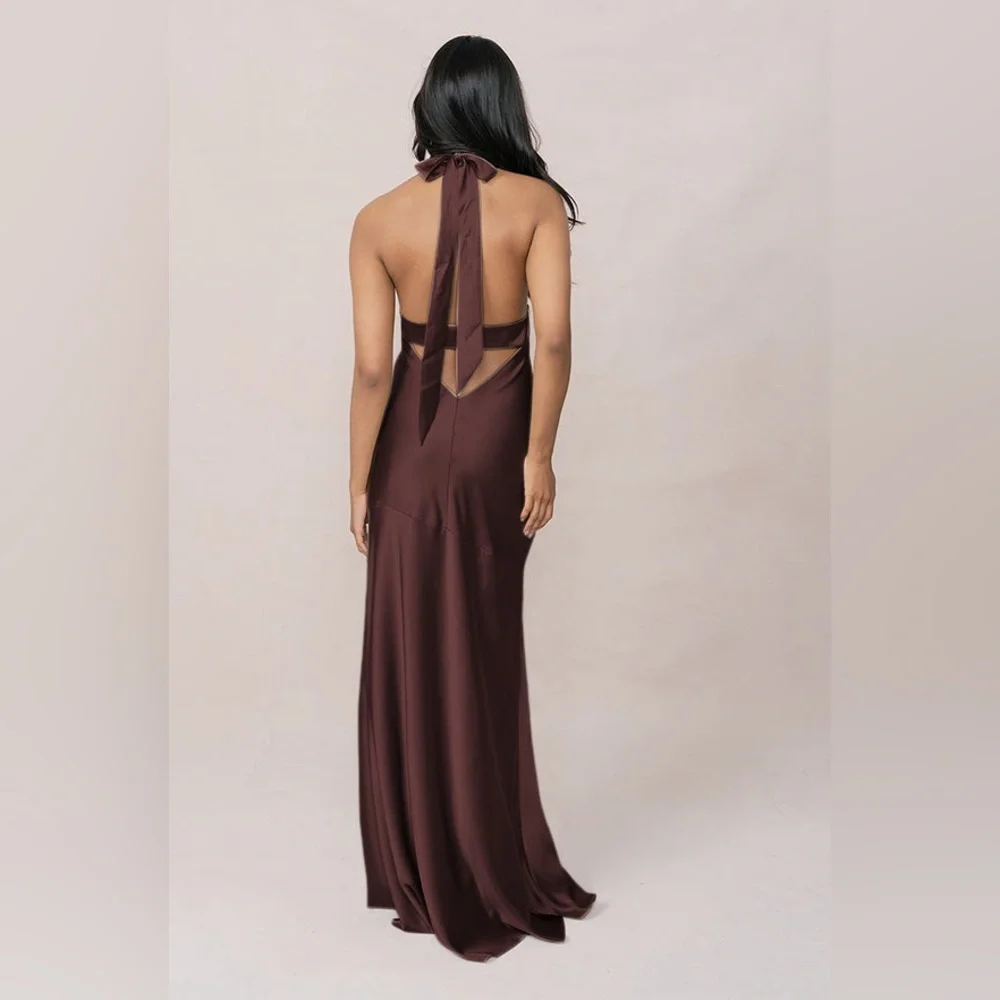 Revelry Athena Satin Dress in Mahogany - Size 6 - Picture 2 of 4